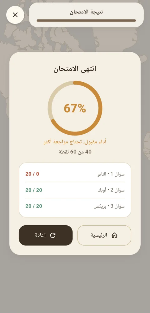 نتيجة الامتحان بالنقاط